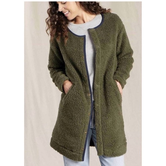 TOAD&CO Sespe sherpa Coatigan in olive - Picture 1 of 11